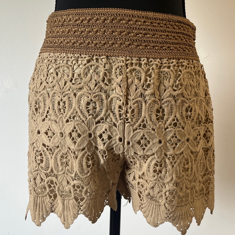 Chic Tan Lace High Waist Women Shorts